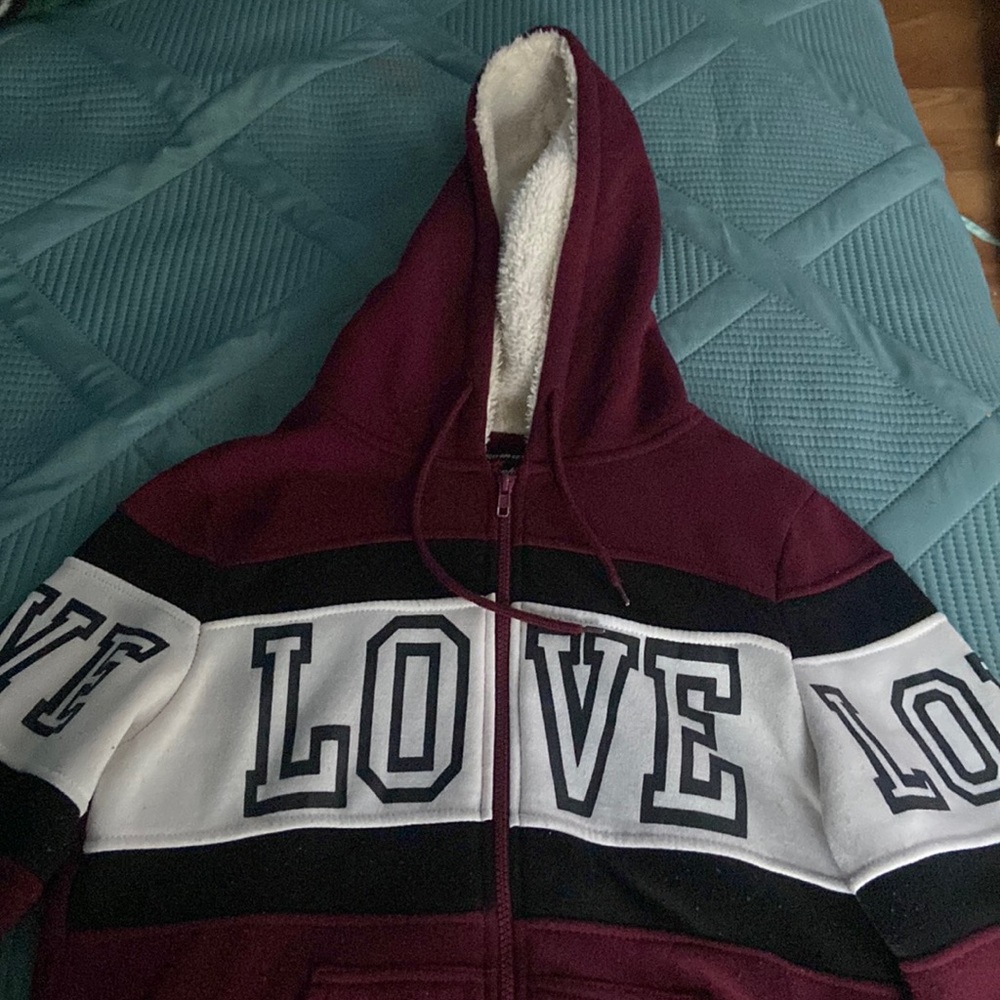 Burgundy Zip-Up Love Jacket